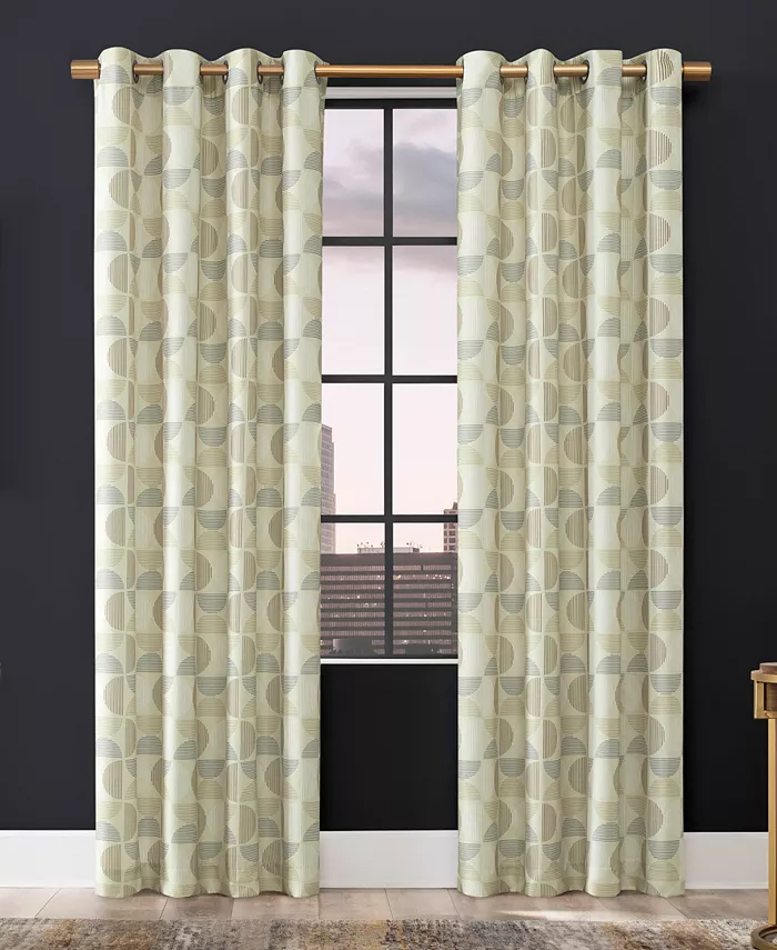 Scott Living Drake Mid-Century Geometric Semi-Sheer Grommet Curtain Panel， 84