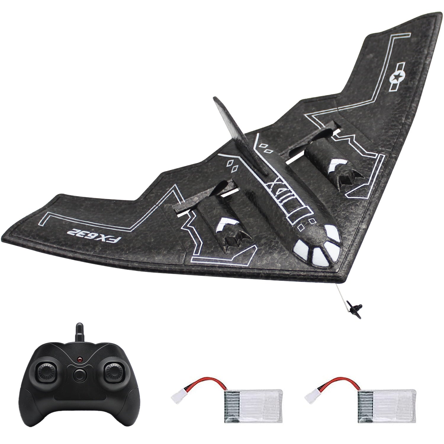 Fisca Remote Control Planes for Adults with 2 Batteries ， B2 Spirit RC Airplanes for Kids 14+