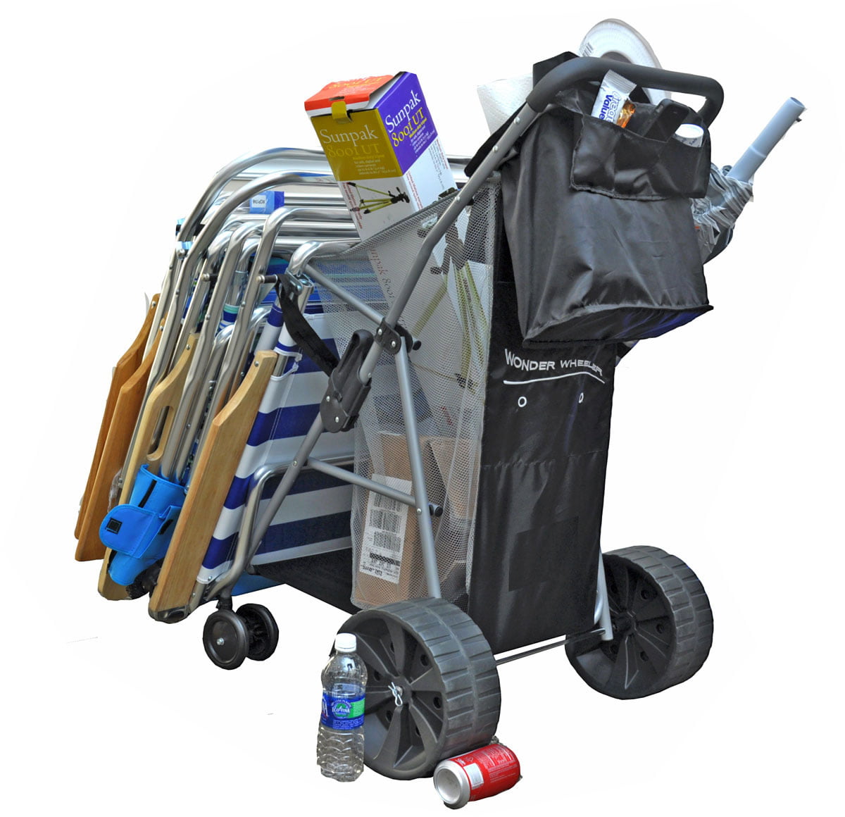 Ultra Wide Wheel Buggy Wonder Wheeler Beach Cart with Big Wheels for sand - Body Board Holder