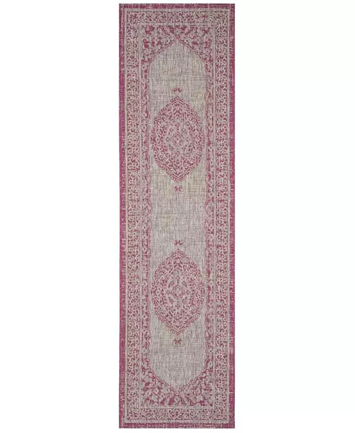 Safavieh Courtyard Light Grey and Fuchsia 2'3