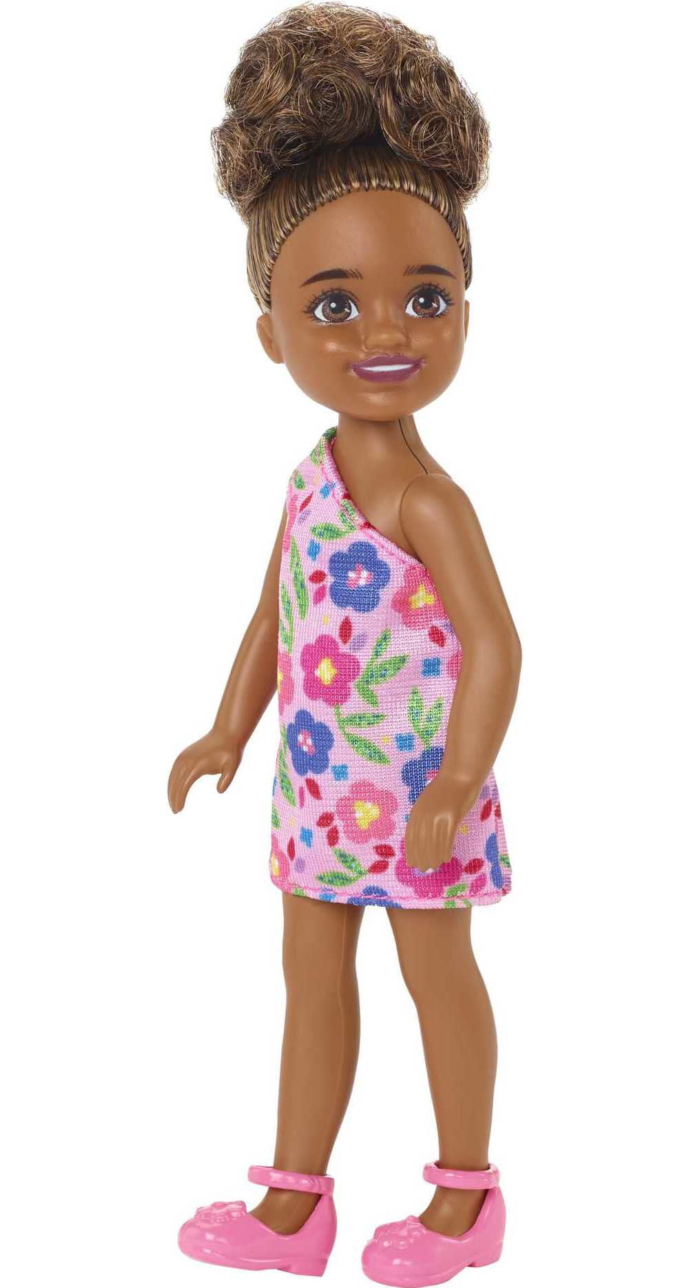 Barbie Chelsea Doll, Small Doll with Black Hair in Pigtails & Brown Eyes in Removable Plaid Dress