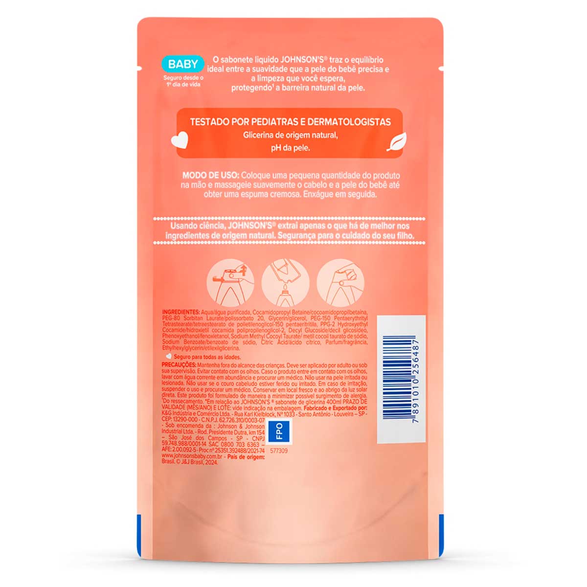 Sabonete Liquido Infantil Johnson¿s Baby Da Cabeca Aos Pes de Glicerina 380 ml