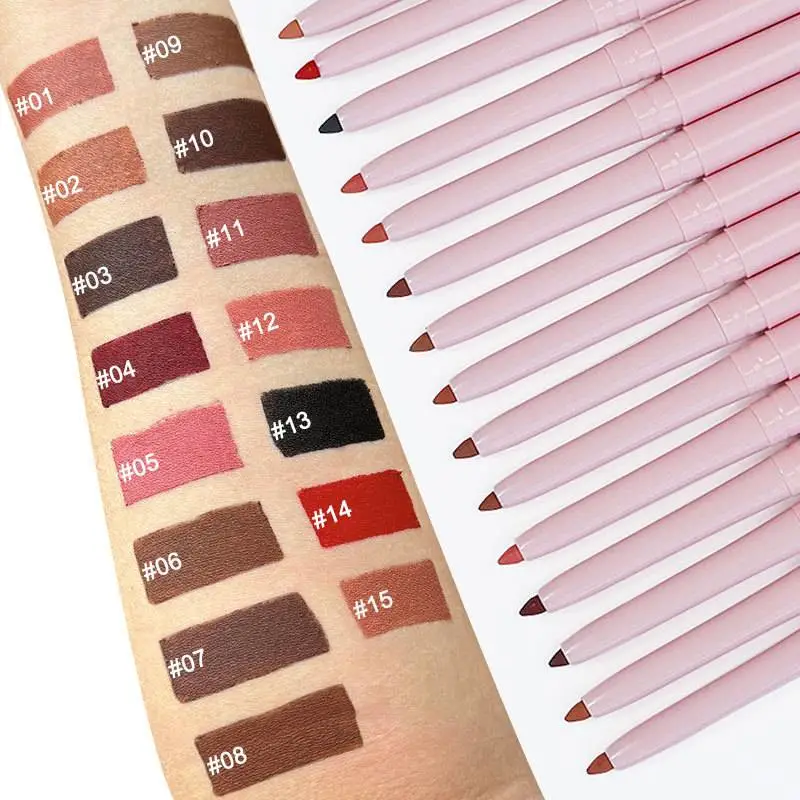 15 shades custom long lasting rotation creamy lipliner pencil