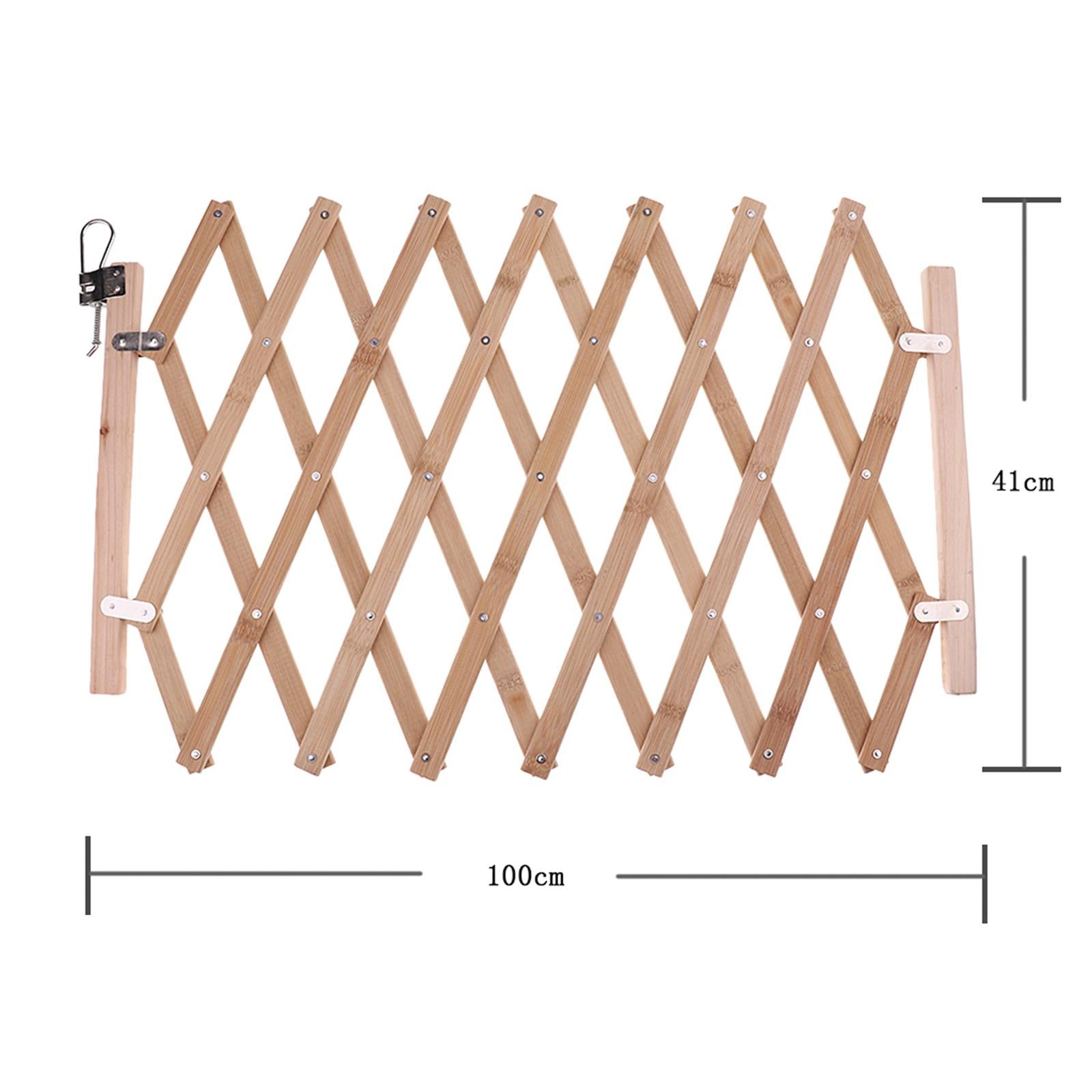 2X Expandable Dog Gate， Wooden Accordion Expansion Gate for Doorway Stairs， Folding Gate for Small Medium Pet Dog， 16.14x39.37 inch