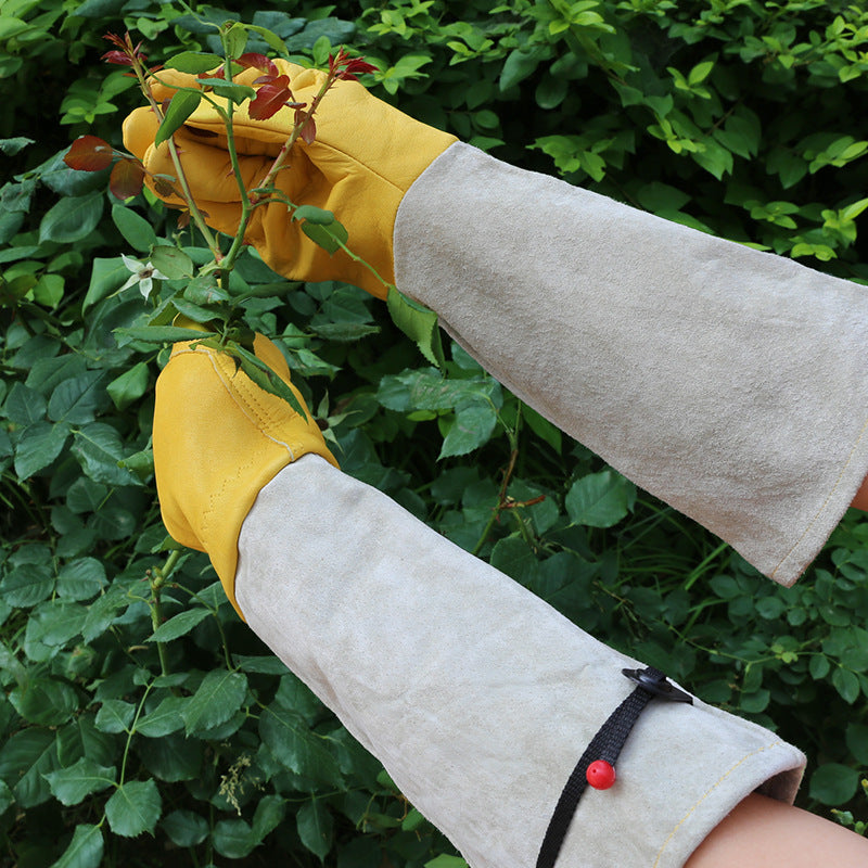 Gardening Gloves for Women/Men, Rose Pruning Thorn-Proof Gloves Long Leather Garden Gloves with Adjustable Cuff, Ladies Light Protective Gloves for Yard & Outdoor Work