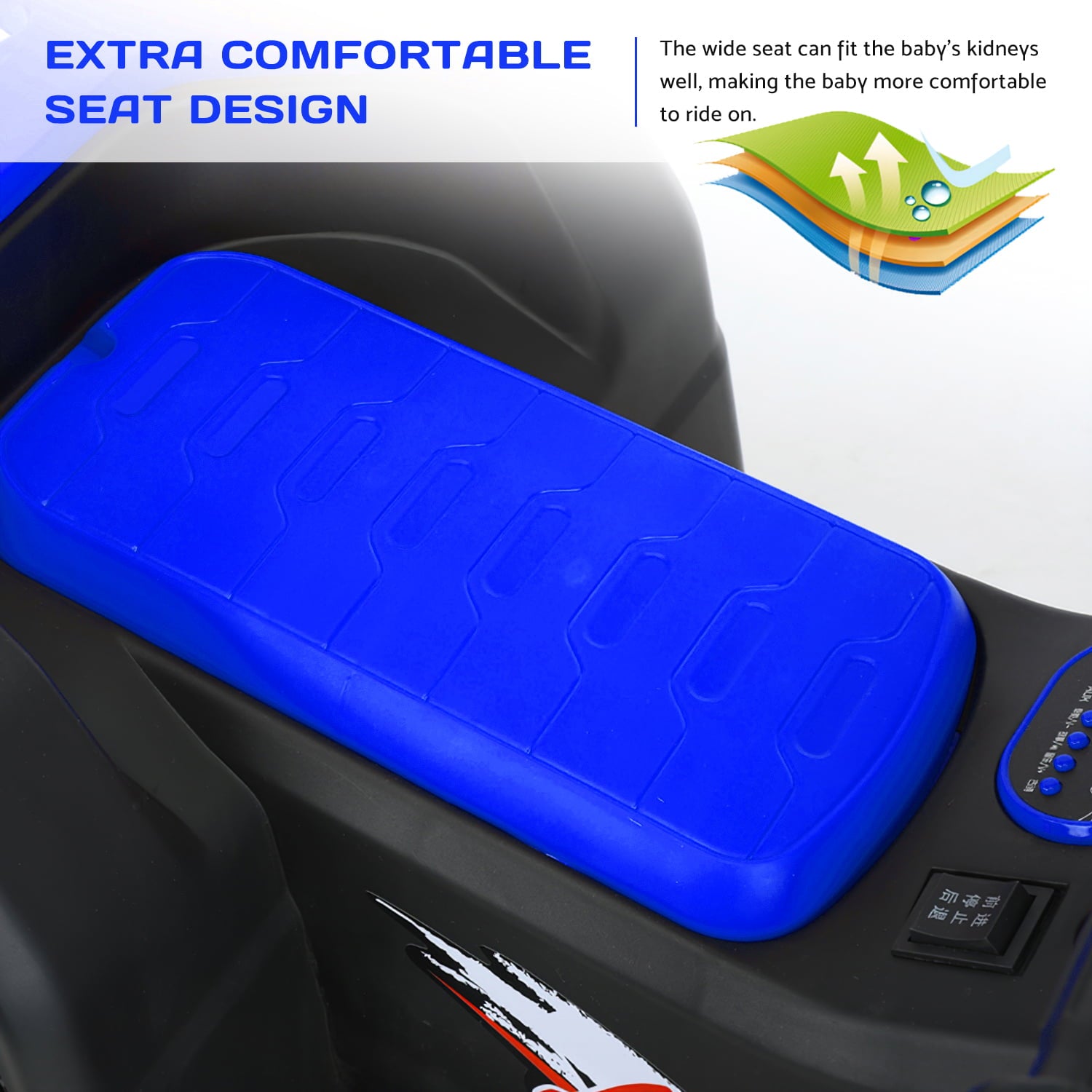 Werseon Kids Ride On ATV，Electric 4-Wheeler Car，6V Battery Powered Electric Vehicle with LED Lights， Blue