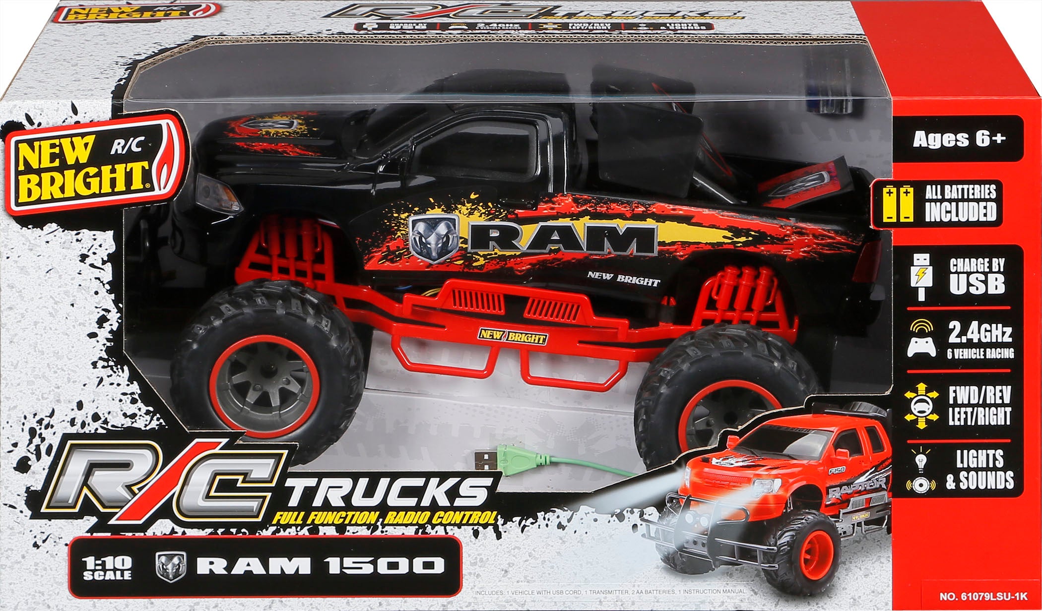 New Bright (1:10) RAM Battery Radio Control Truck， 61079LSU-1K