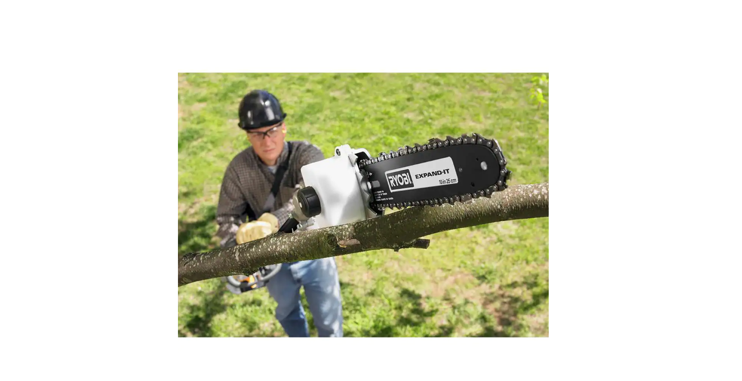 RYOBI P20110-PRN ONE+ 18V Brushless 15 in. Cordless Attachment Capable String Trimmer and Pole Saw Attachment w/ 4.0 Ah Battery and Charger