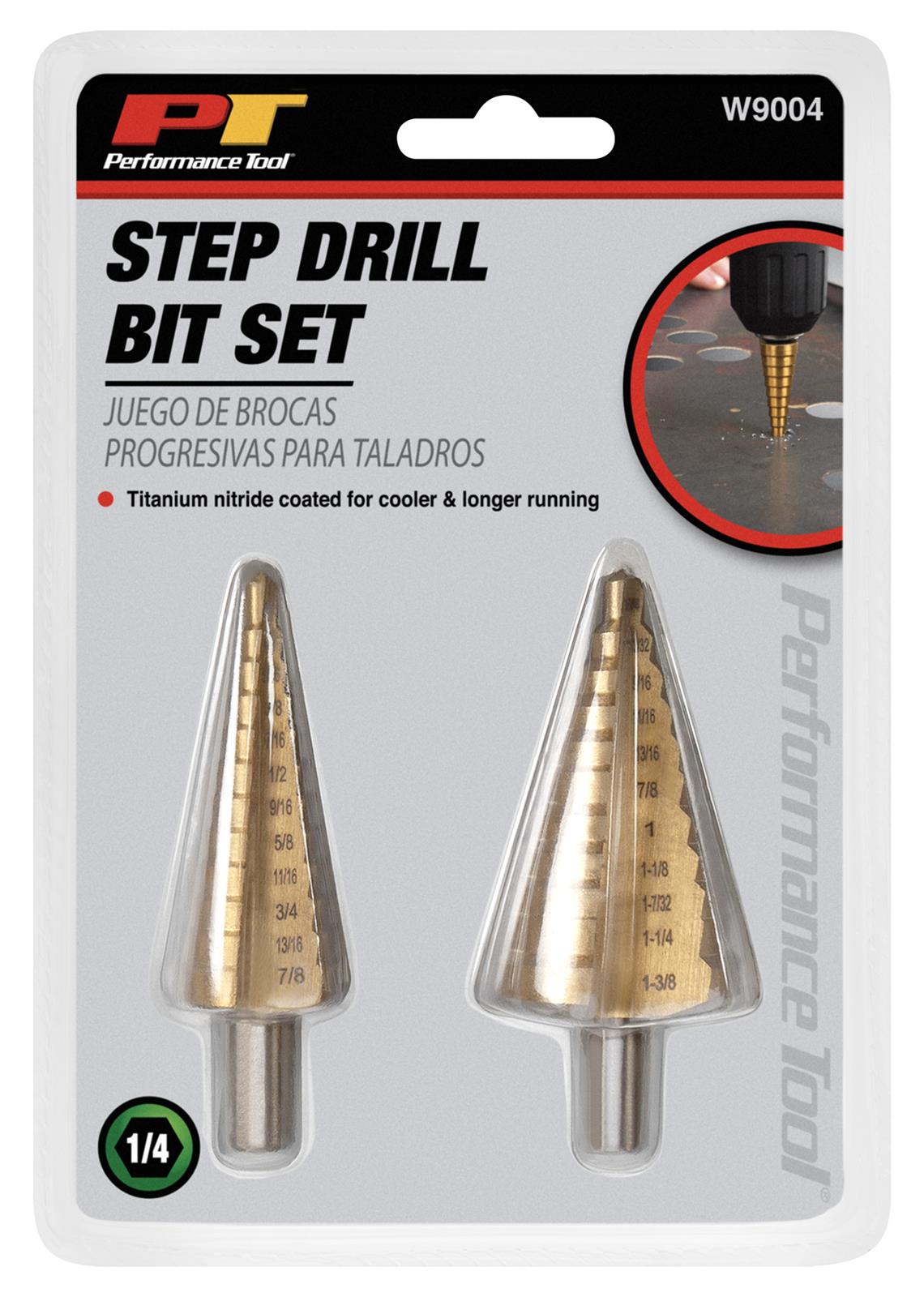 Performance Tool W9004 Performance Tool Step Drill Bit 2-Piece Sets