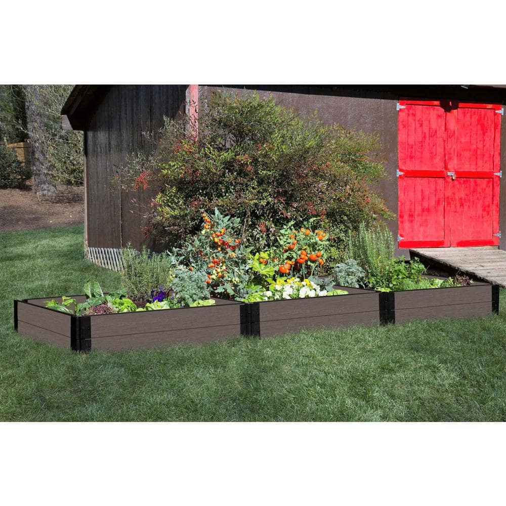 Frame It All Tool-Free 4 ft. x 12 ft. x 11 in. Weathered Wood Composite Raised Garden Bed - 1 in. profile 300001434