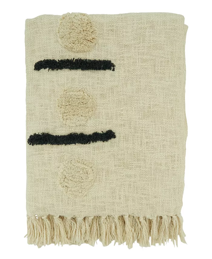 Saro Lifestyle Dash Dot Tufted Design Throw， 50