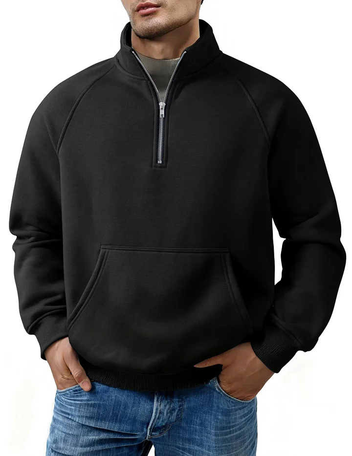 Men's Quarter Zip Casual Fleece Cotton Pullover Sweater