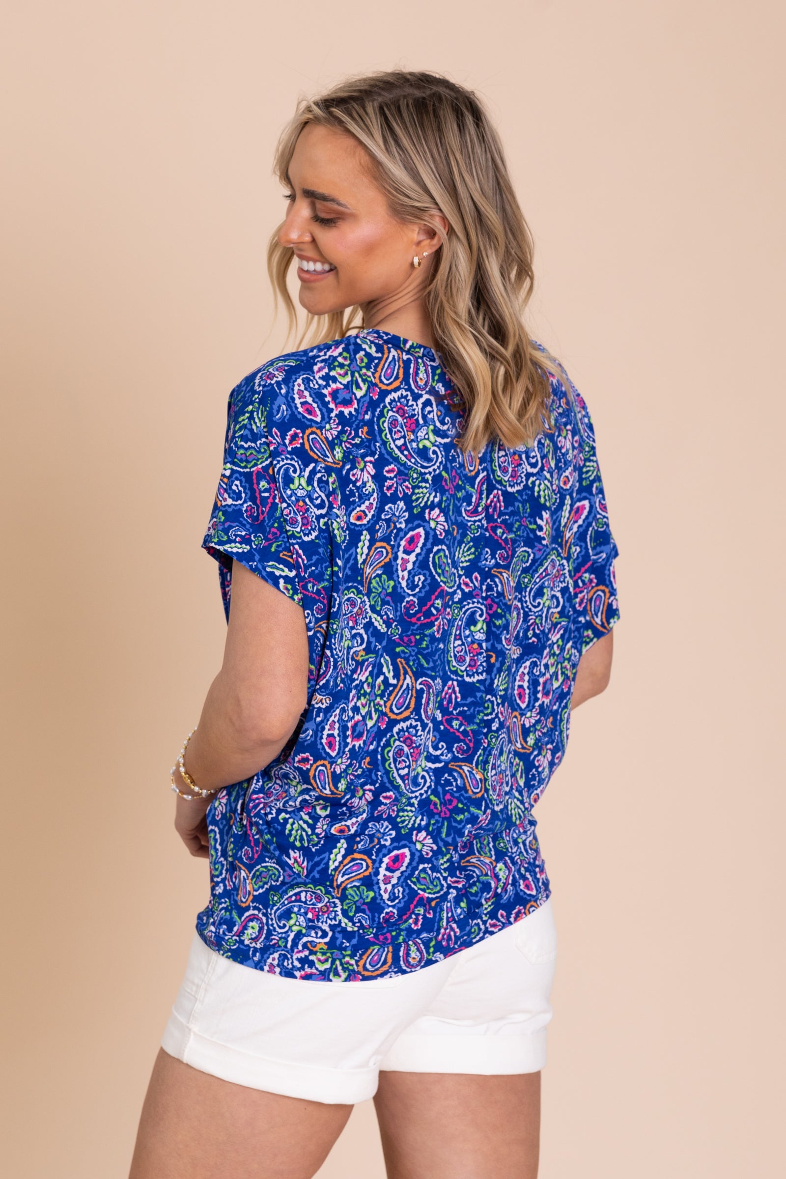 Blue Multi Dolman Sadie Wrinkle Free Top