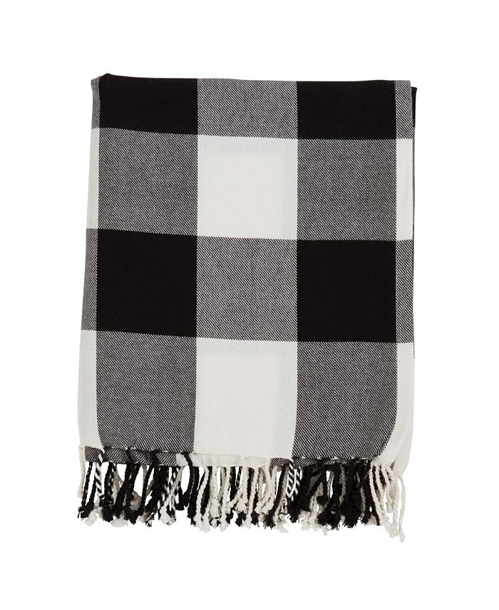 Saro Lifestyle Buffalo Plaid Fringed Throw