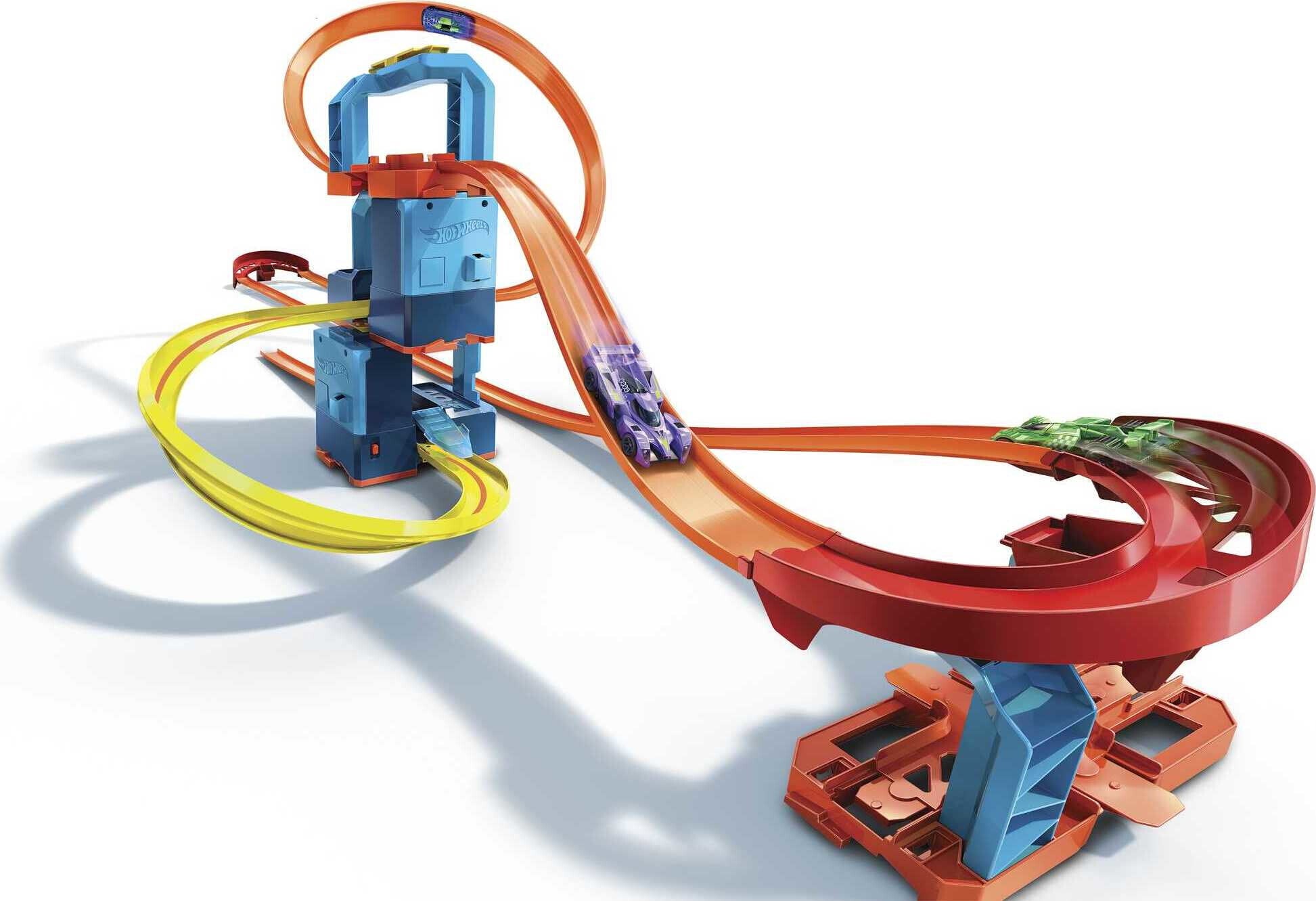 Hot Wheels Track Builder Unlimited Ultra Boost Kit Track Set， Motorized Boosters and Toy Car