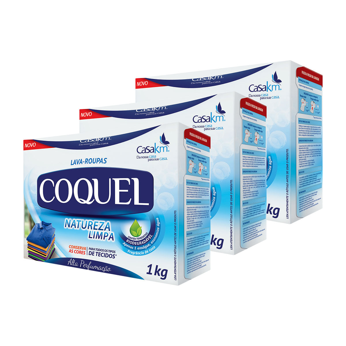 Sabao em Po Coquel Natureza Limpa Coco 1Kg- 3 Unidades