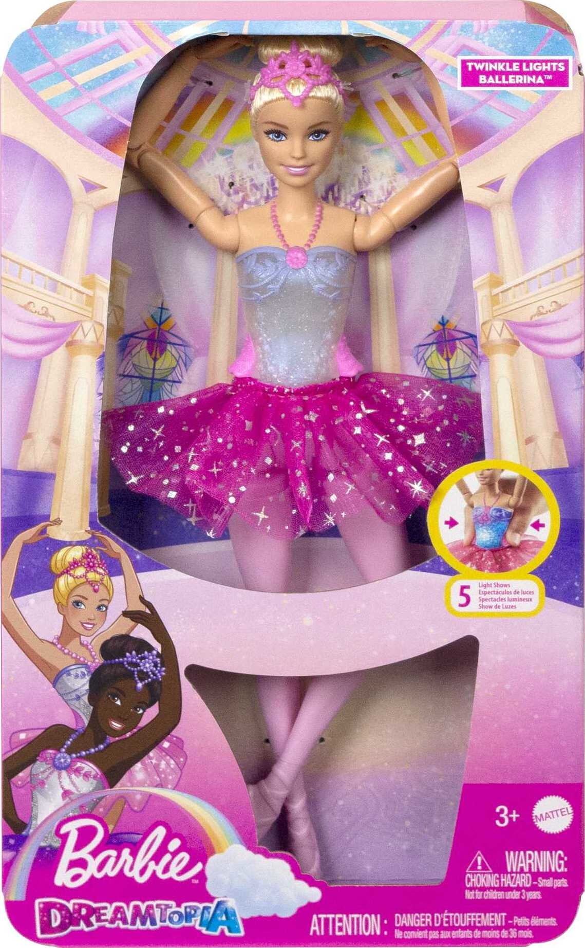 Barbie Dreamtopia Twinkle Lights Ballerina Doll, Blonde with Light-up Feature, Tiara and Tutu