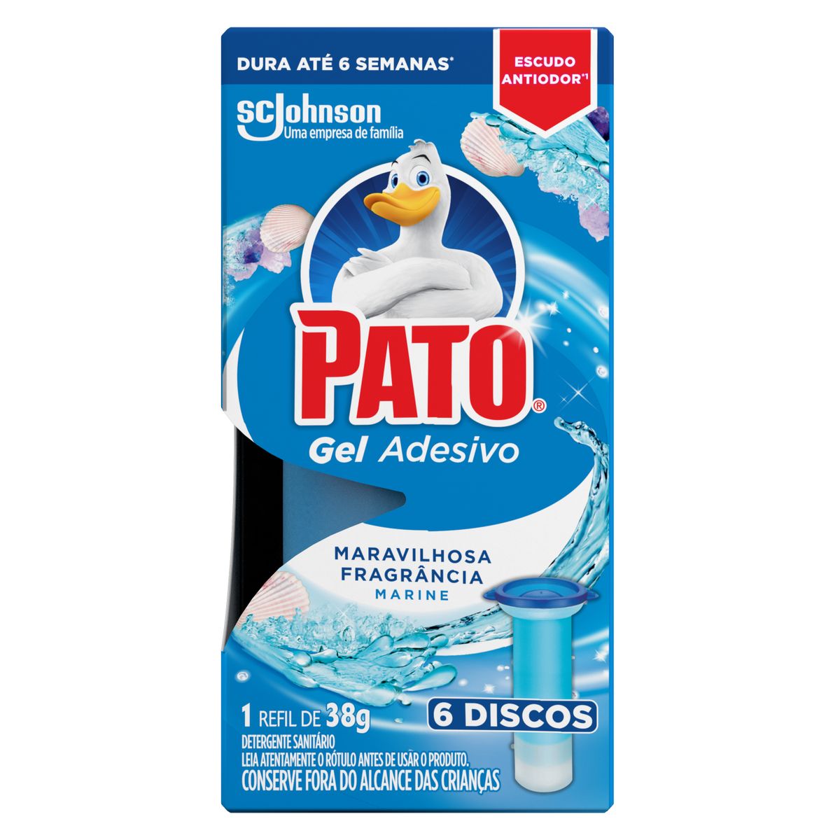 Desodorizador Sanitario Pato Gel Adesivo Marine Refil 6 Discos