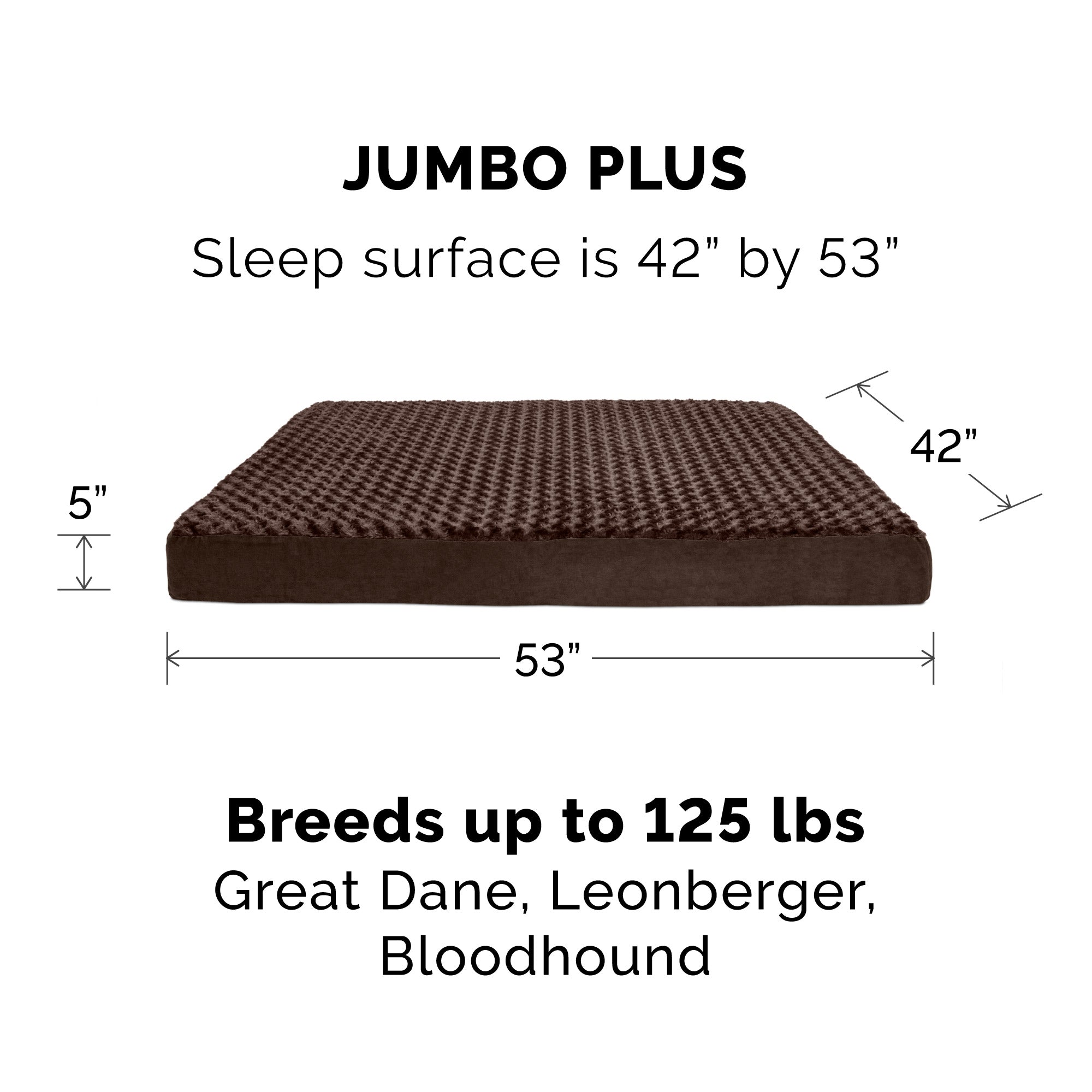 FurHaven Pet Dog Bed | Deluxe Full Support Orthopedic Ultra Plush Mattress Pet Bed for Dogs and Cats， Chocolate， Jumbo Plus