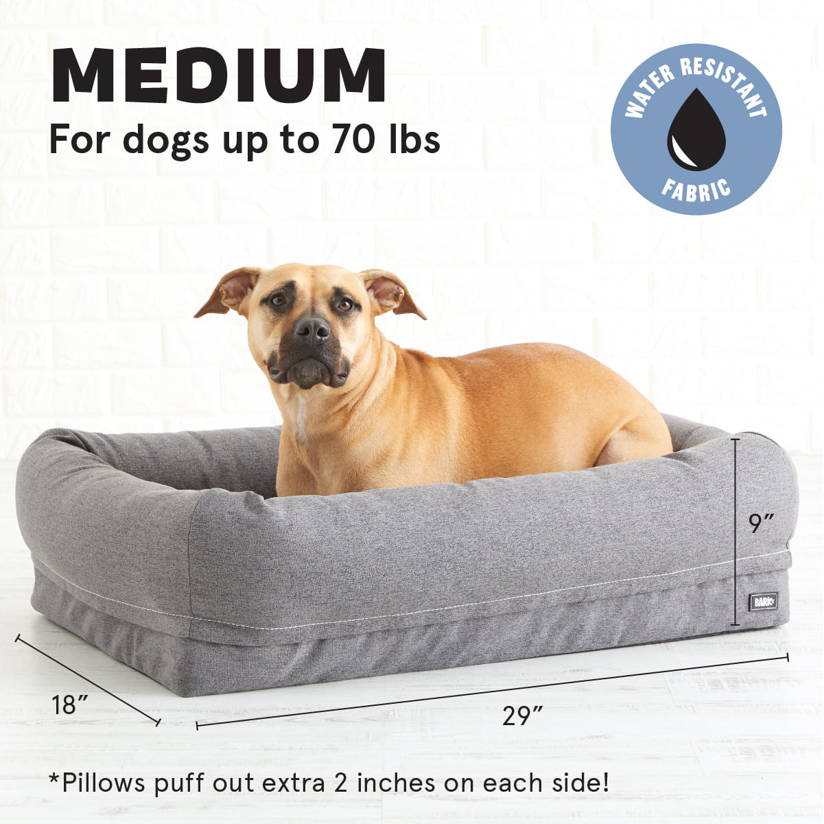 BARK 2-in-1 Memory Foam Cuddler Dog Bed | Plush Orthopedic Joint Relief Crate Lounger or Donut Pillow Bed， Machine Washable + Removable Cover | Waterproof Lining | Includes Toy