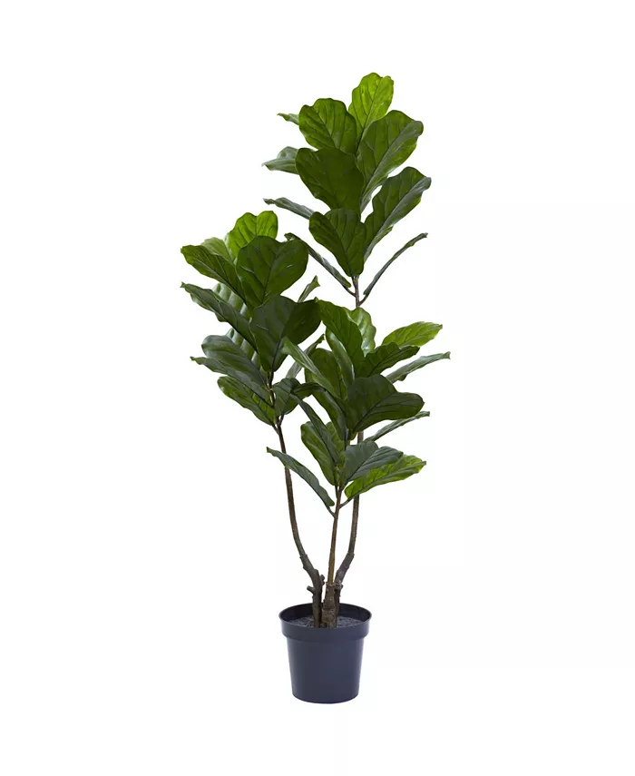 Nearly Natural 65” Indoor Outdoor UV-Resistant Artificial Fiddle Leaf Tree