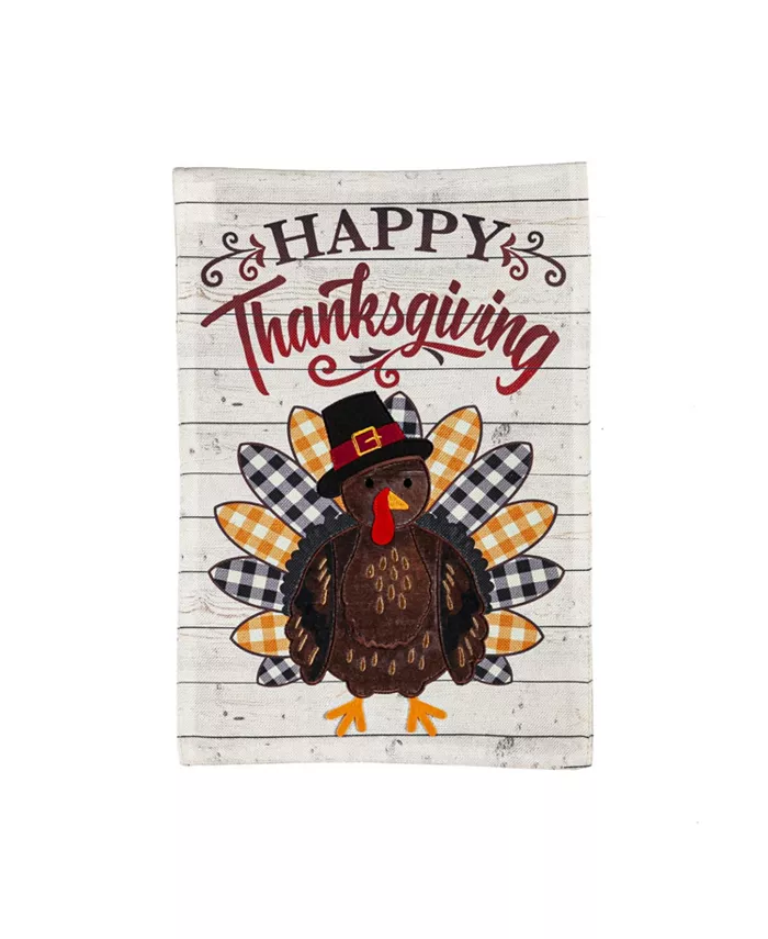 Evergreen Pilgrim Turkey Garden Burlap Flag 12.5 x 18 Inches Indoor Outdoor Decor