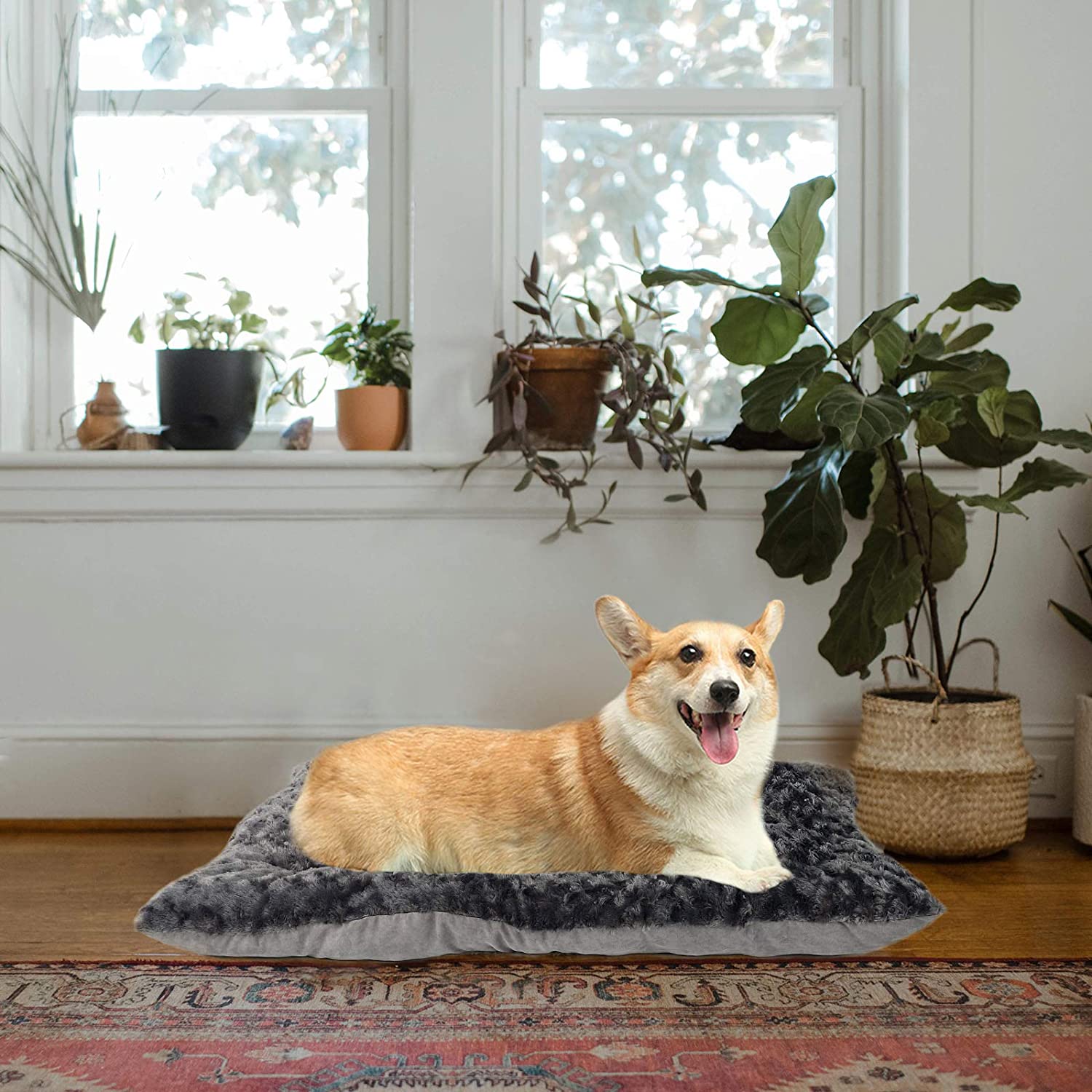 Confote Deluxe Plush Pet Beds Dog Crate Mattress for Large Medium Small Dogs， Machine Wash and Dryer Friendly， Gray XL