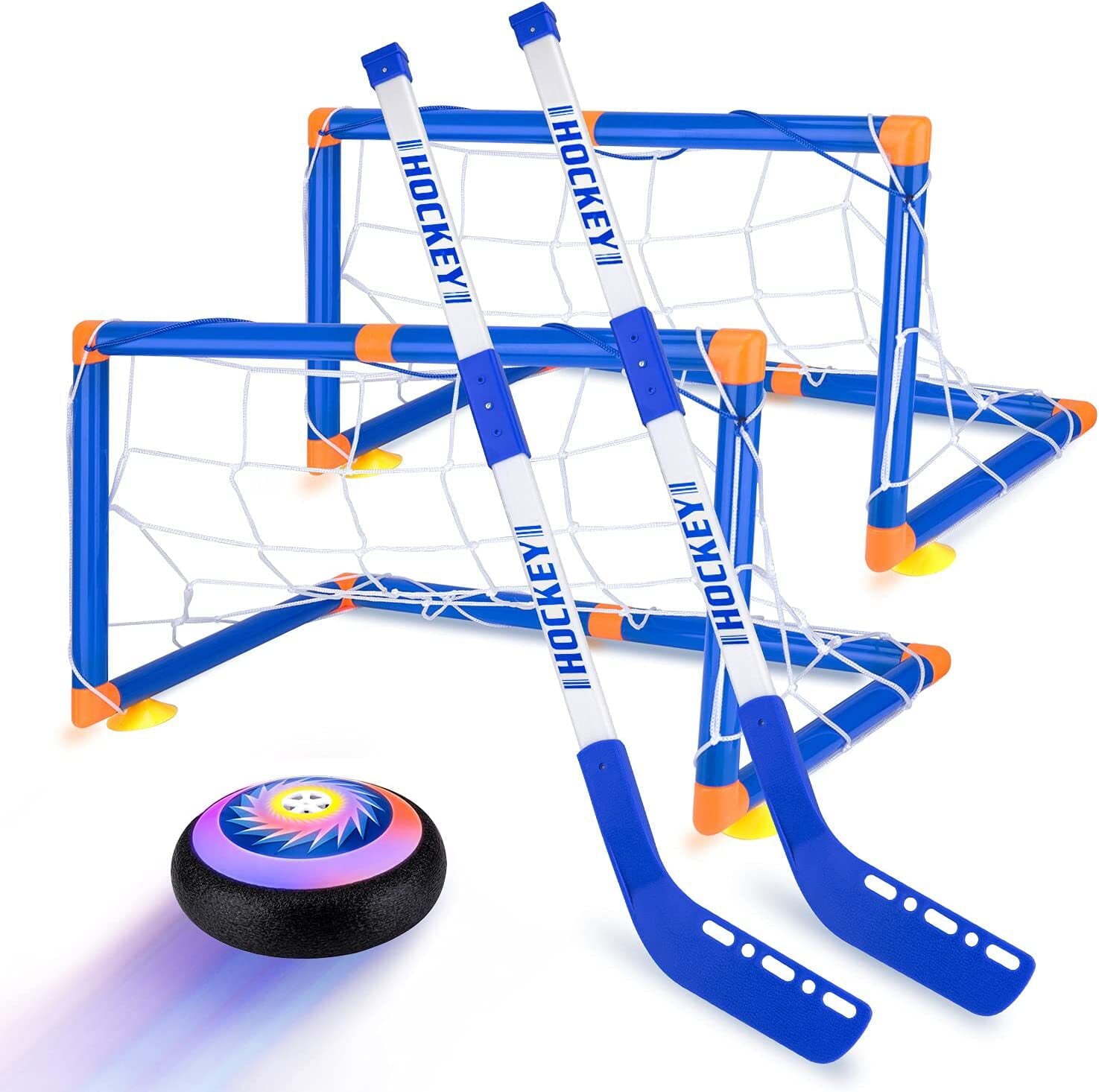 Beefunni Hover Hockey Set with 2 Hover Soccer Goals， Air Power Training Ball Playing Hockey Game for 3 - 12 Year Old Boys Girls