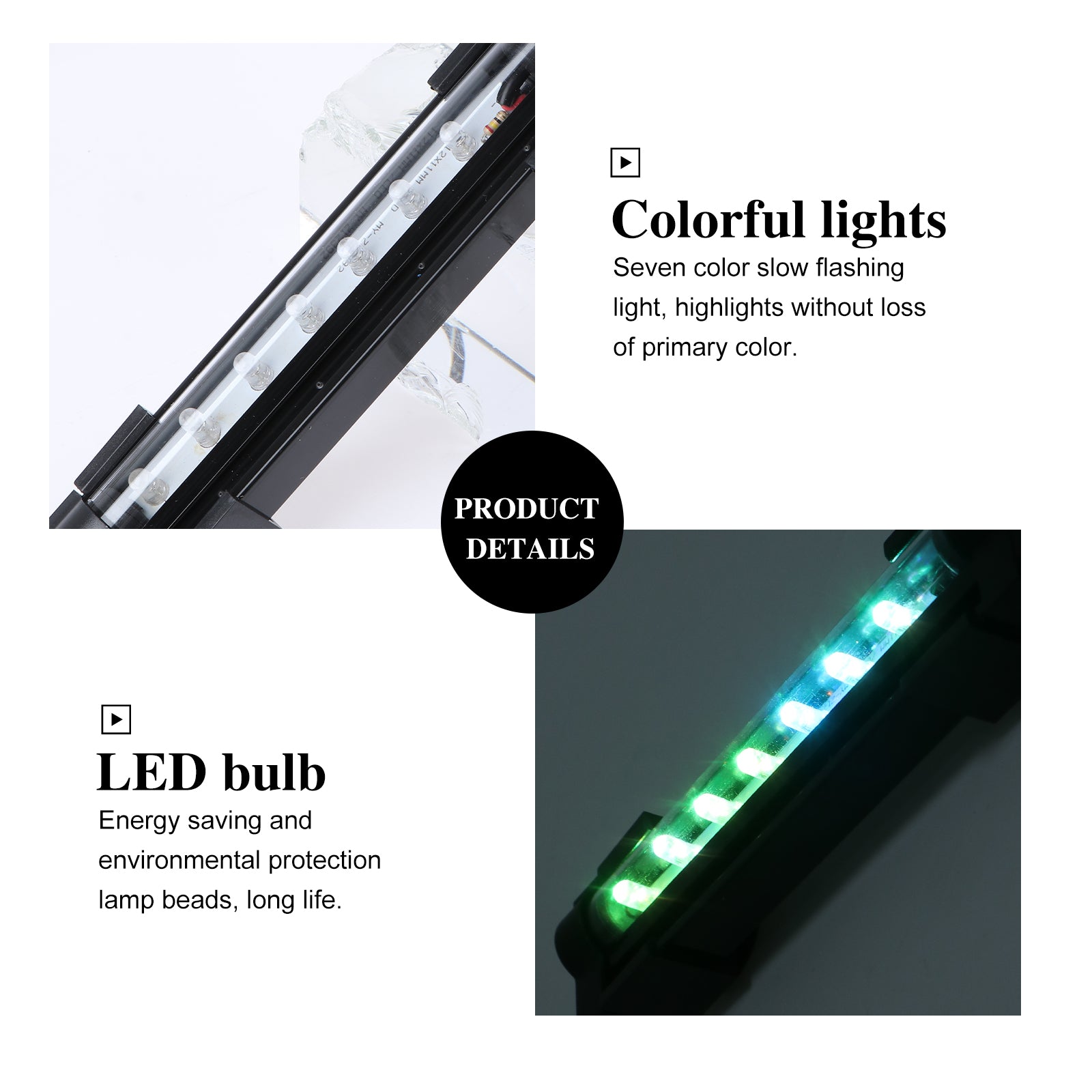 Aquarium Color Changing Bubble Lamp LED Diving Lamp Fish Tank Lamp DB-15 with US Plug Black