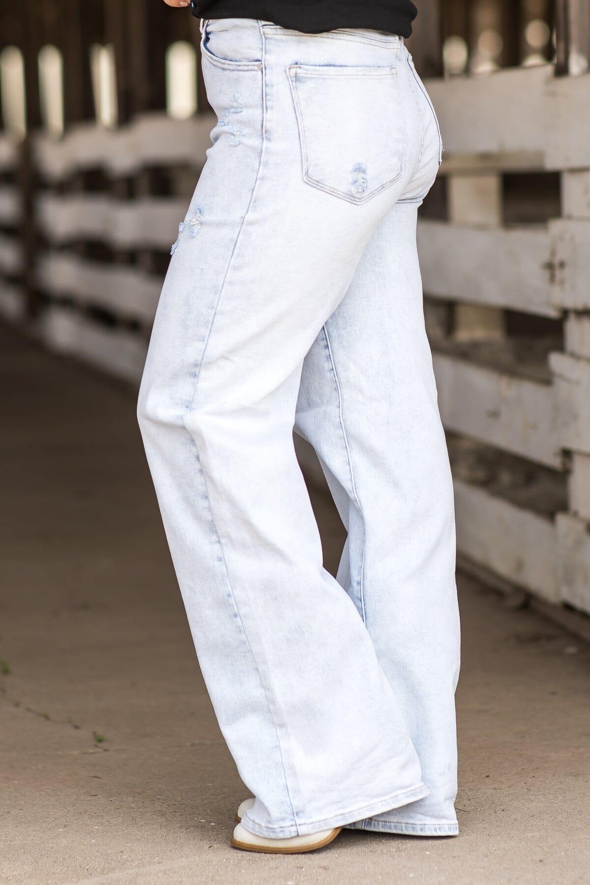 Risen Ultra Light Wash Wide Leg Jeans