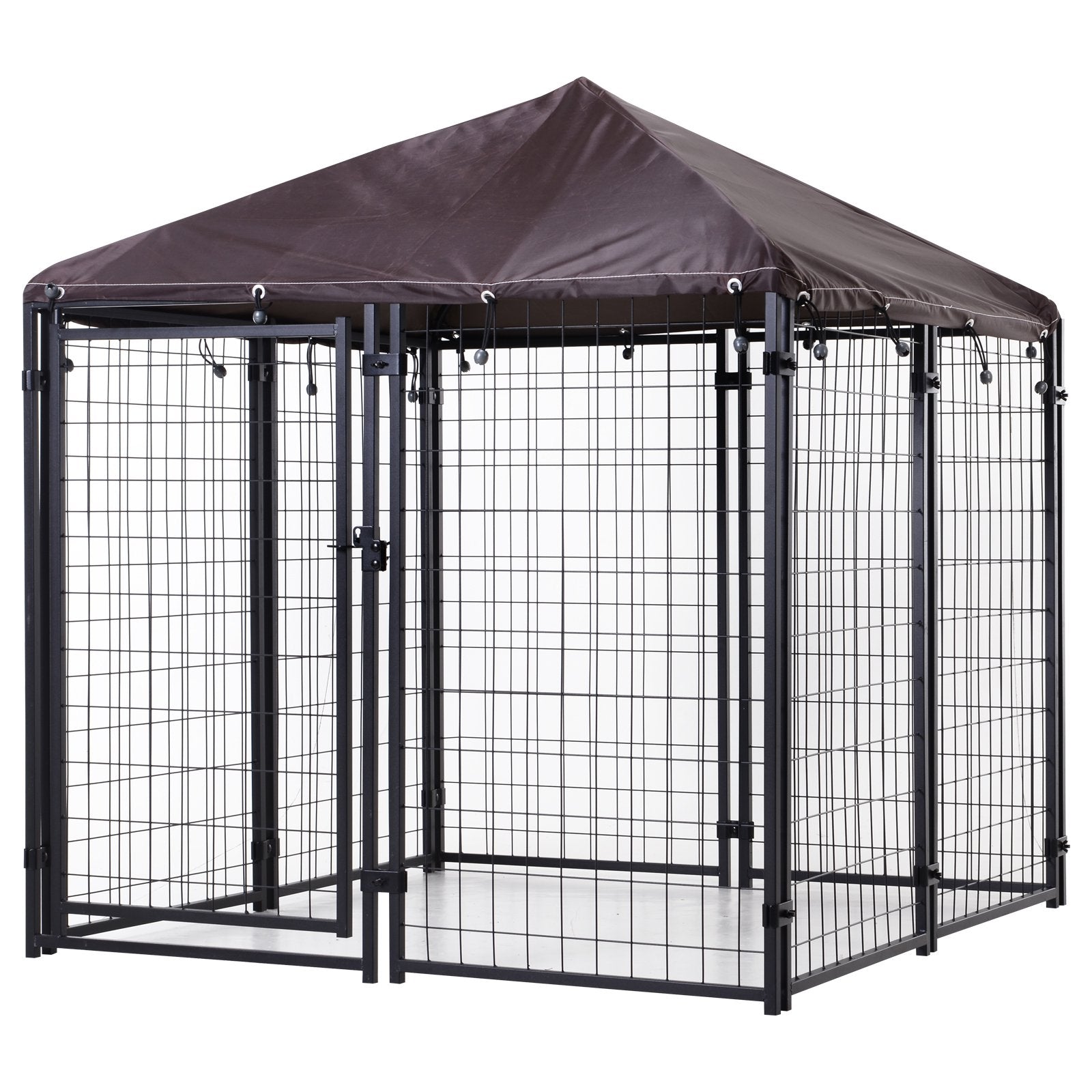 Carevas Large Lockable Outdoor Dog House Kennel with Water-resistant Roof for Small and Medium Sized Pets