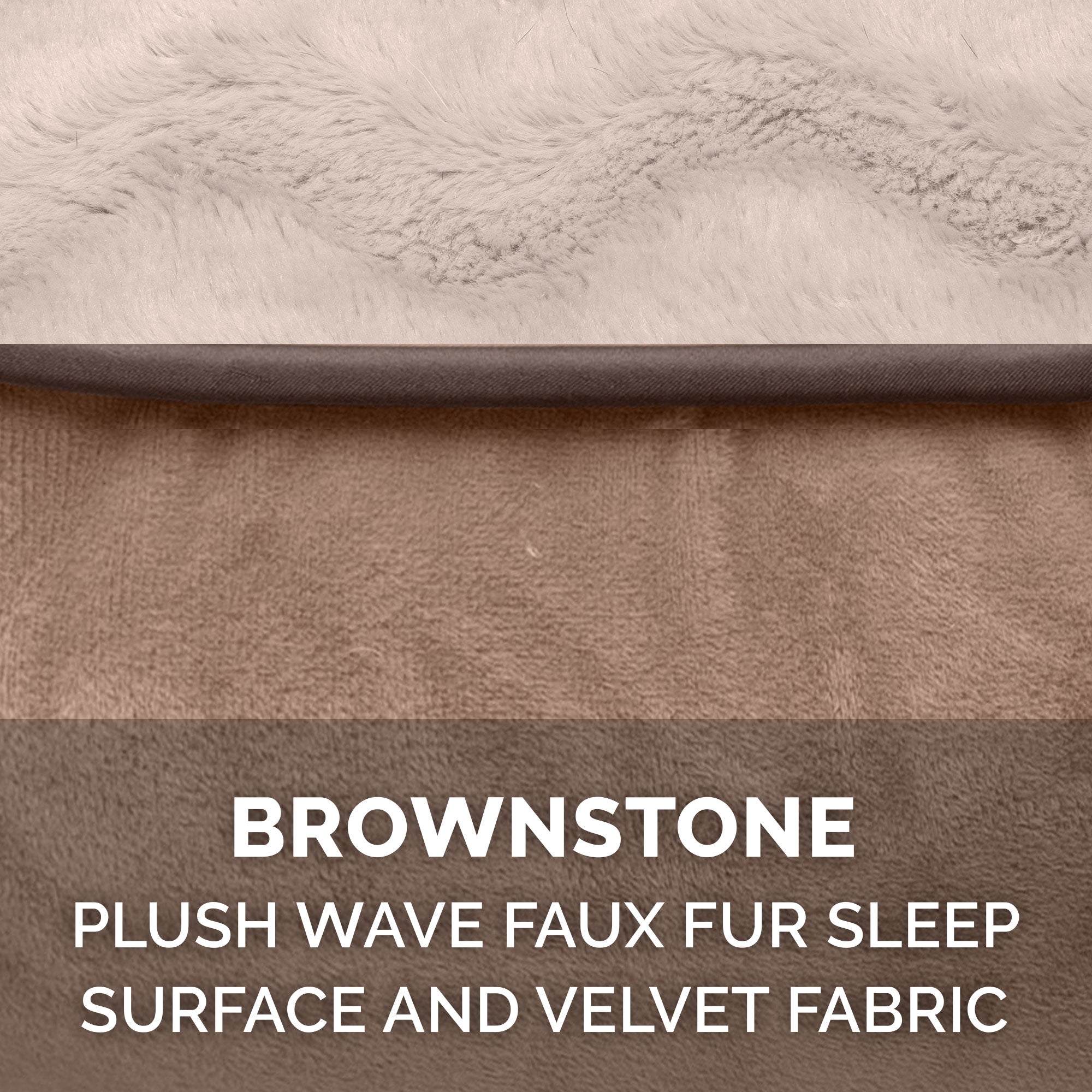 FurHaven | Deluxe Orthopedic Wave Fur and Velvet L-Chaise Lounge Pet Bed for Dogs and Cats， Brownstone， Jumbo