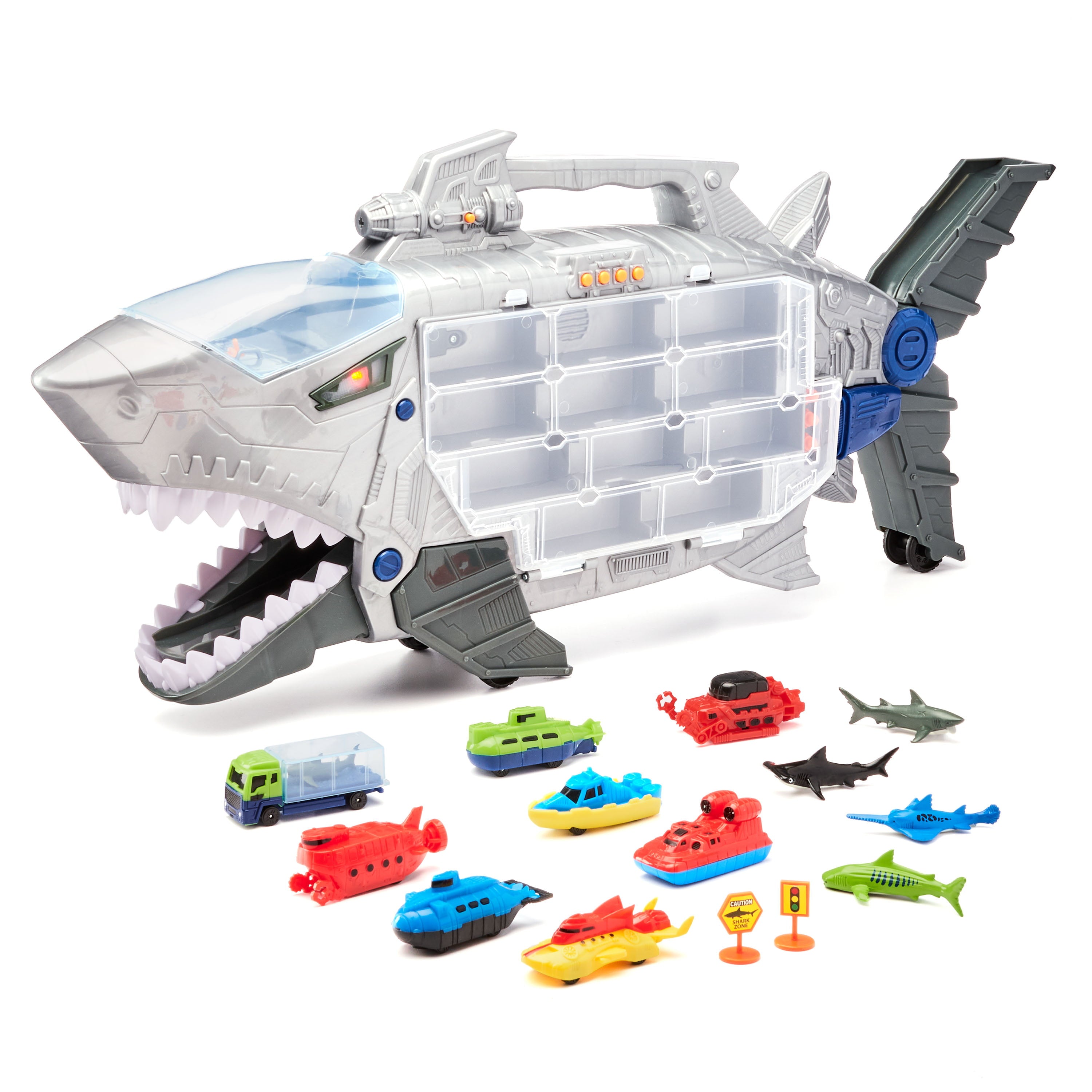 Kid Connection Shark Figure and Vehicle Transporter Play Set， 18 Pieces