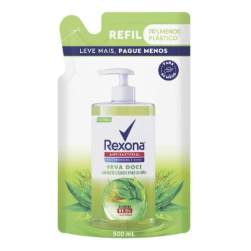 Sabonete Liquido Para Maos Erva Doce Refil Rexona 500ml
