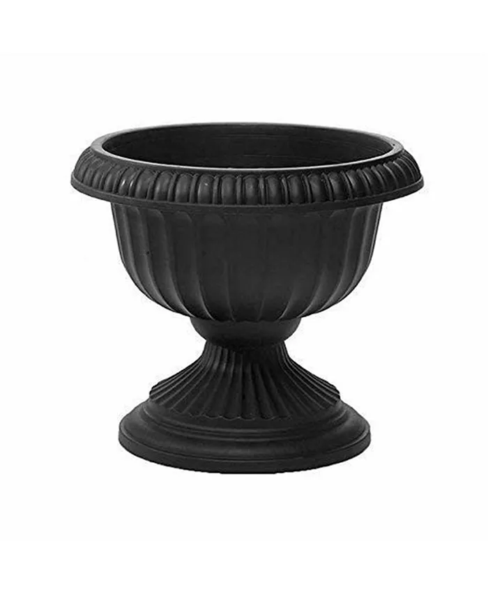 Novelty Outdoor Grecian Urn， Planter Flower Pot， Plastic， Black， 18