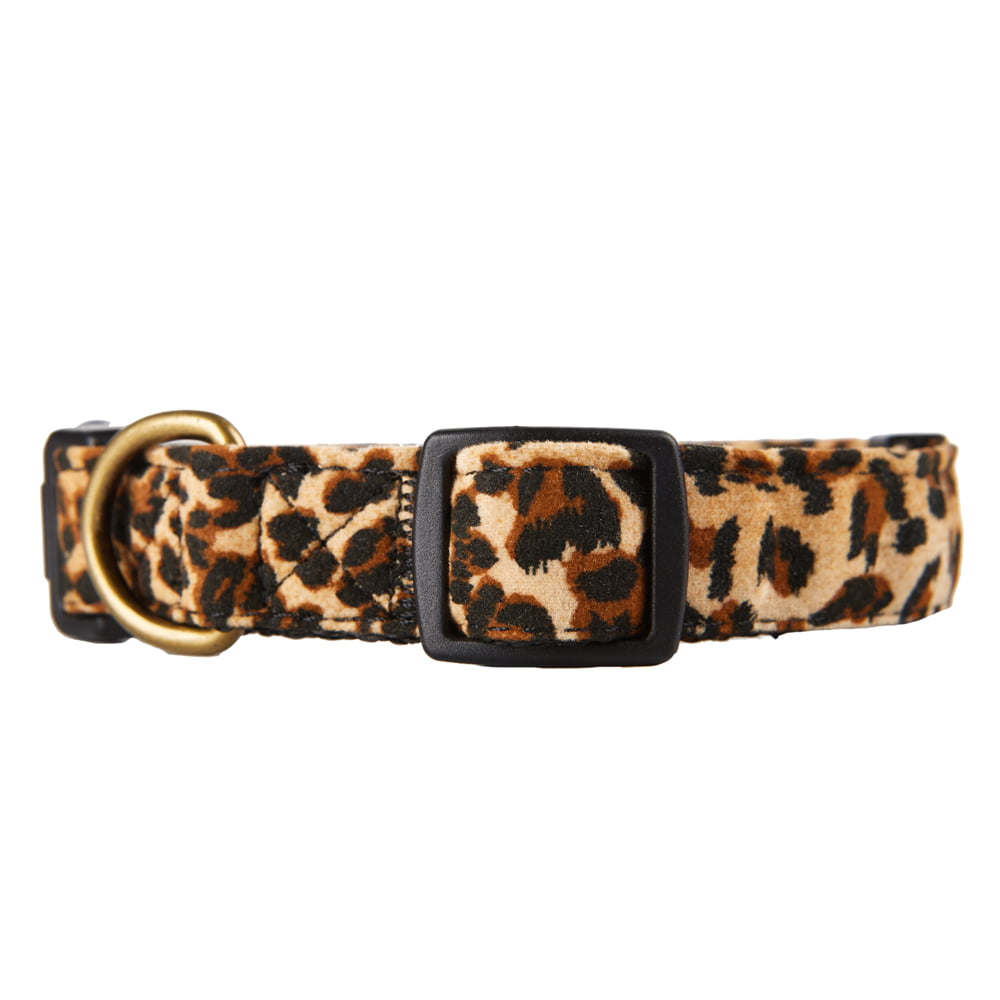 YUDOTE Dog Collar Leopard Small with Soft Flocking Fabric Adjustable 10-15