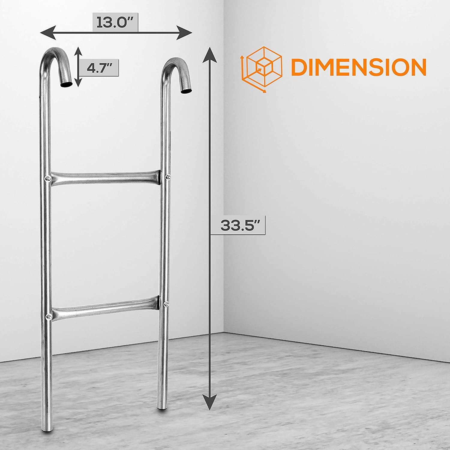 SereneLife 2 Step Weather Resistant Galvanized Steel Trampoline Access Climbing Ladder - 4.7 inch.