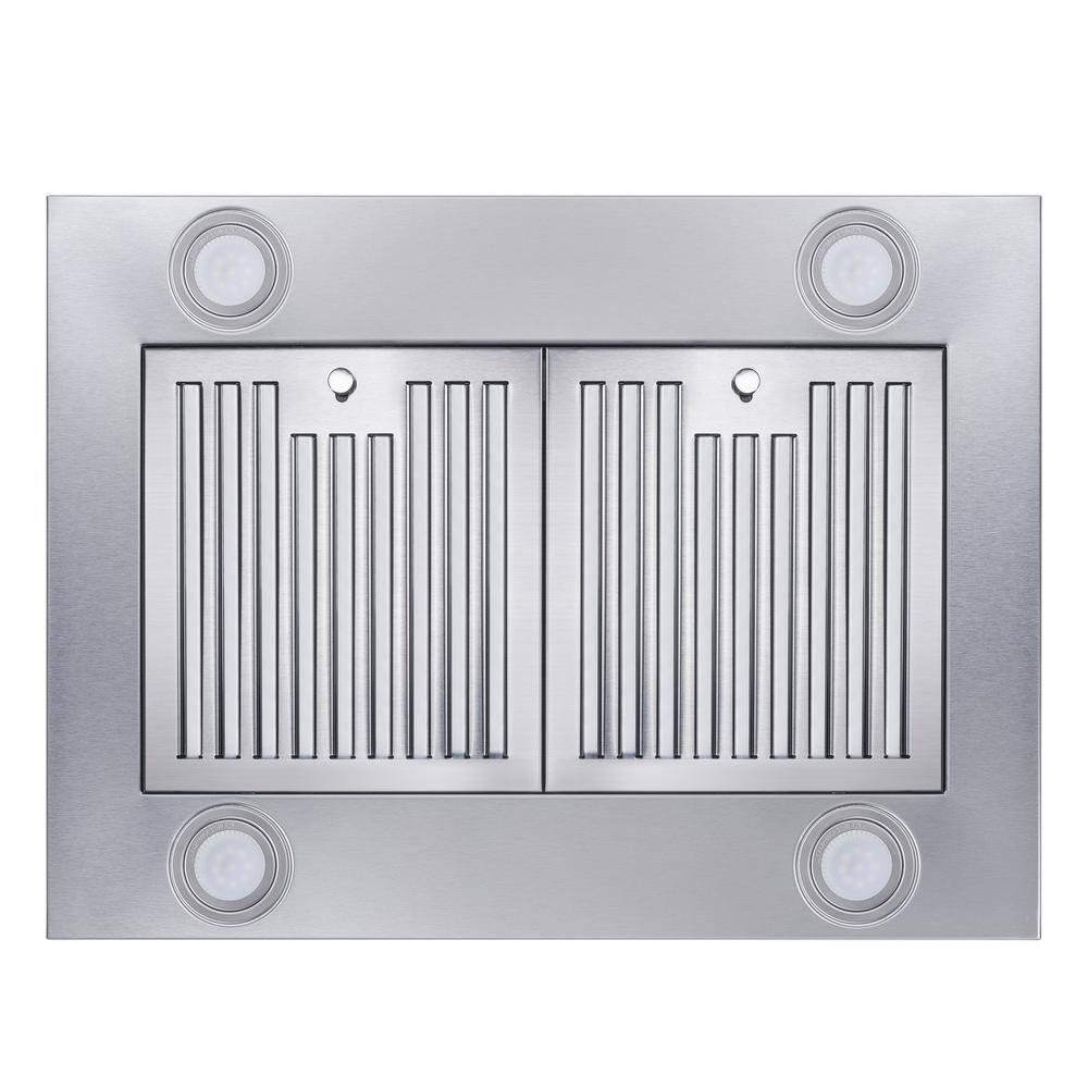 AKDY 36 in 343 CFM Convertible Island Mount Range Hood in Stainless Steel Tempered Glass with 2 Set Carbon Filter