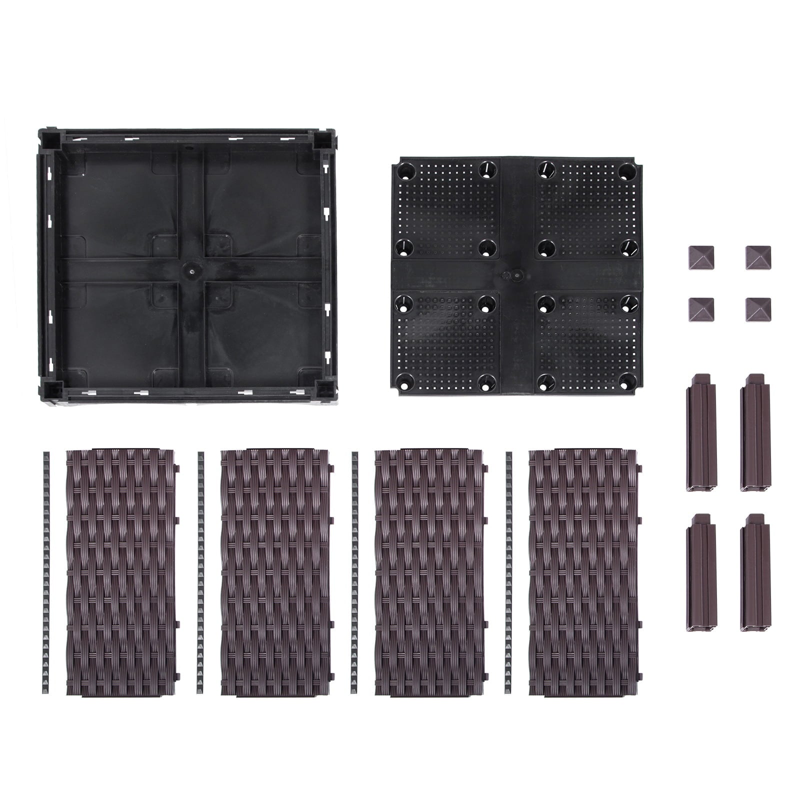 VEVOR Raised Plastic Garden Bed, Set of 4 Elevated Planter Box , 15.7"H Square Flower Bed Box Kit, Elevated Raised Garden Planter with Legs for in/Outdoor