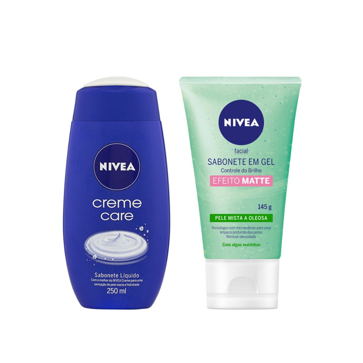 Kit Nivea Sabonete Liq Creme Care 250ml + Sabonete Gel Facial Controle do Brilho 150ml