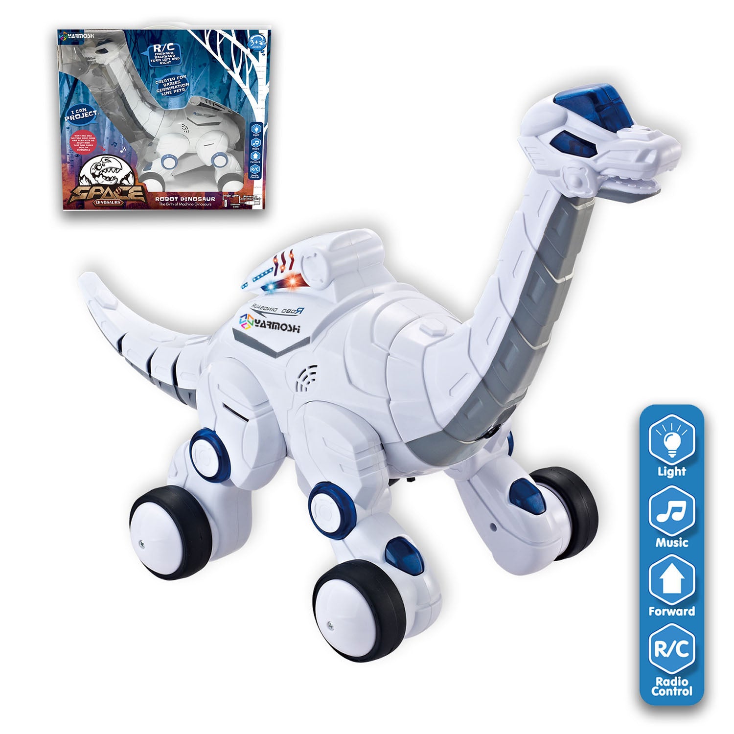 Yarmoshi Dinosaur Robot Remote Control Plays Music Roars Dances Gift for Kids Age 5+