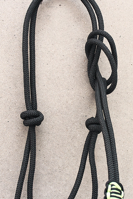 89BH Hilason Horse Poly Rope Tied Adjustable Halter 8 Ft Lead Rope Black Lime