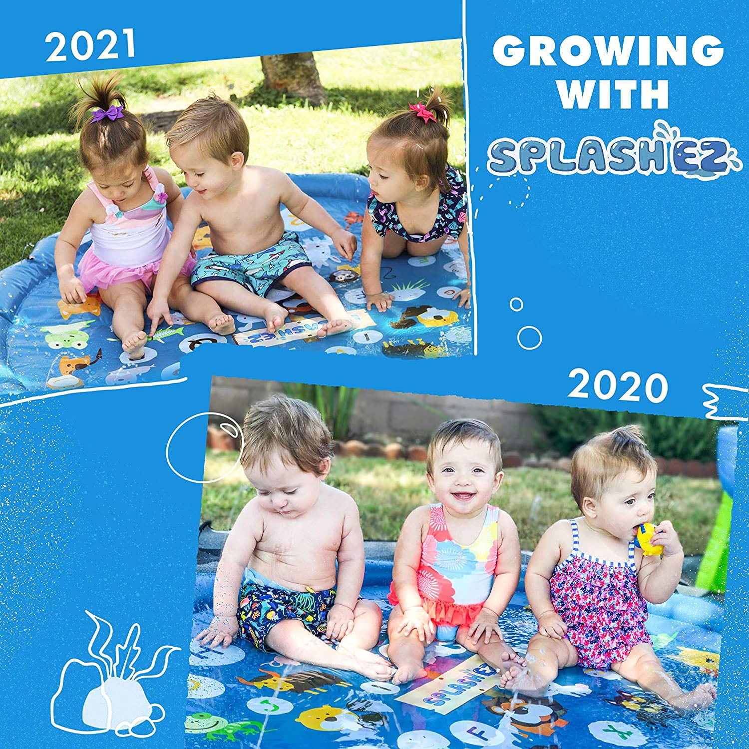 SplashEZ Splash Pad， Baby Pool and Sprinkler for Kids