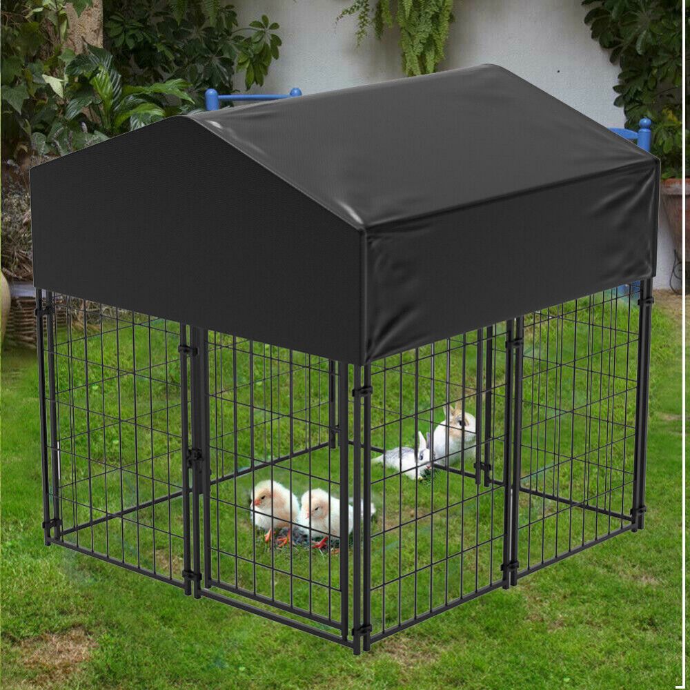 X Large Metal Dog Kennel Outdoor Patio Animal Runs Crates Big Playpen Roof Cover