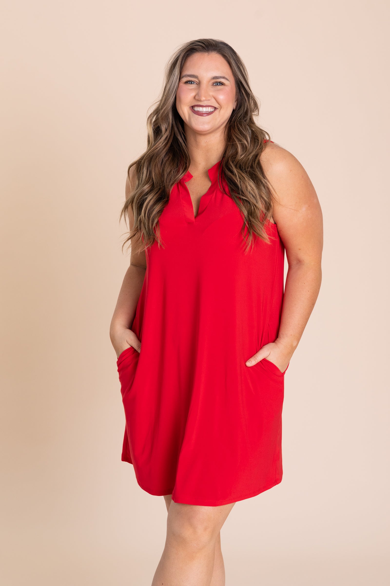 Lizzy Notch Neck Wrinkle Free Dresses