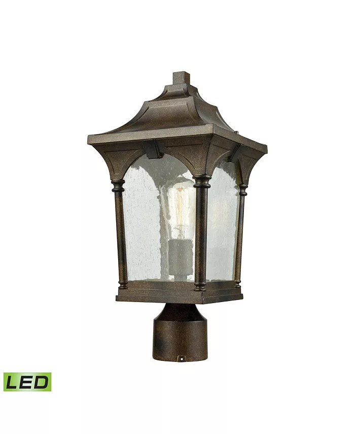 Macy's Loringdale 1 Light Outdoor Post Mount in Hazelnut Bronze with Clear Seedy Glass
