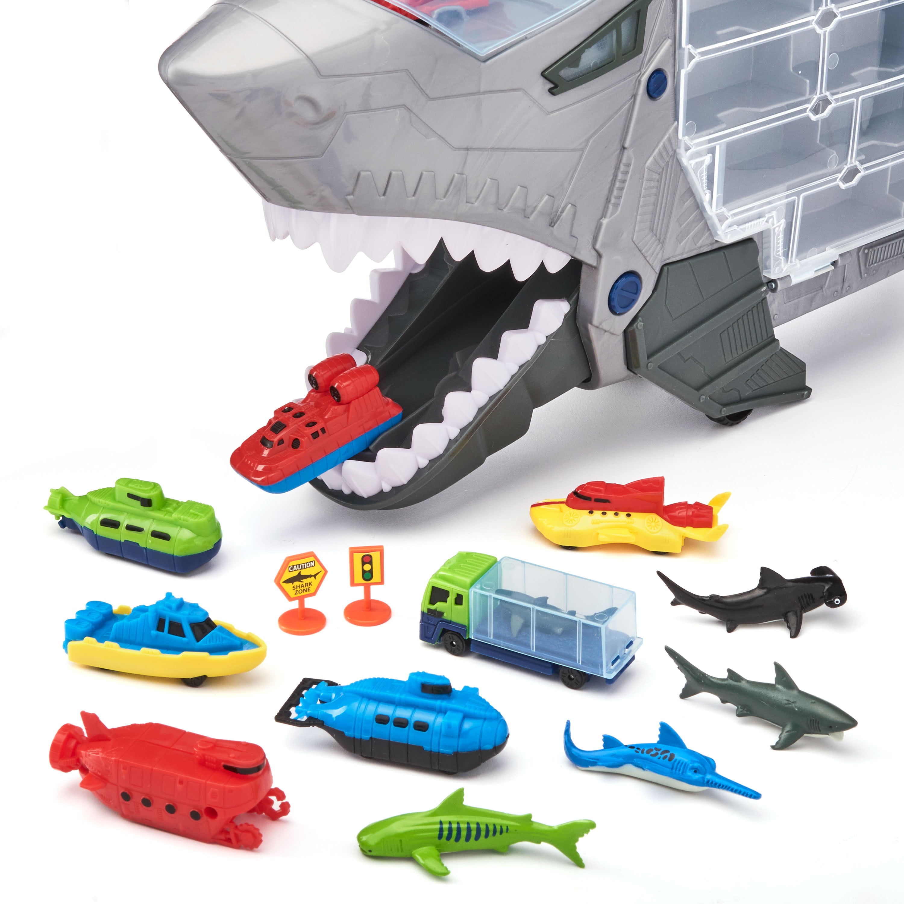 Kid Connection Shark Figure and Vehicle Transporter Play Set， 18 Pieces