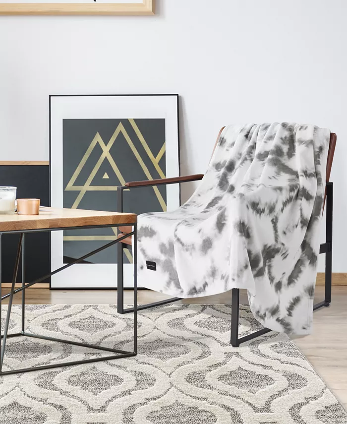 Lucky Brand Tie Dyed Printed Throw Blanket， 50