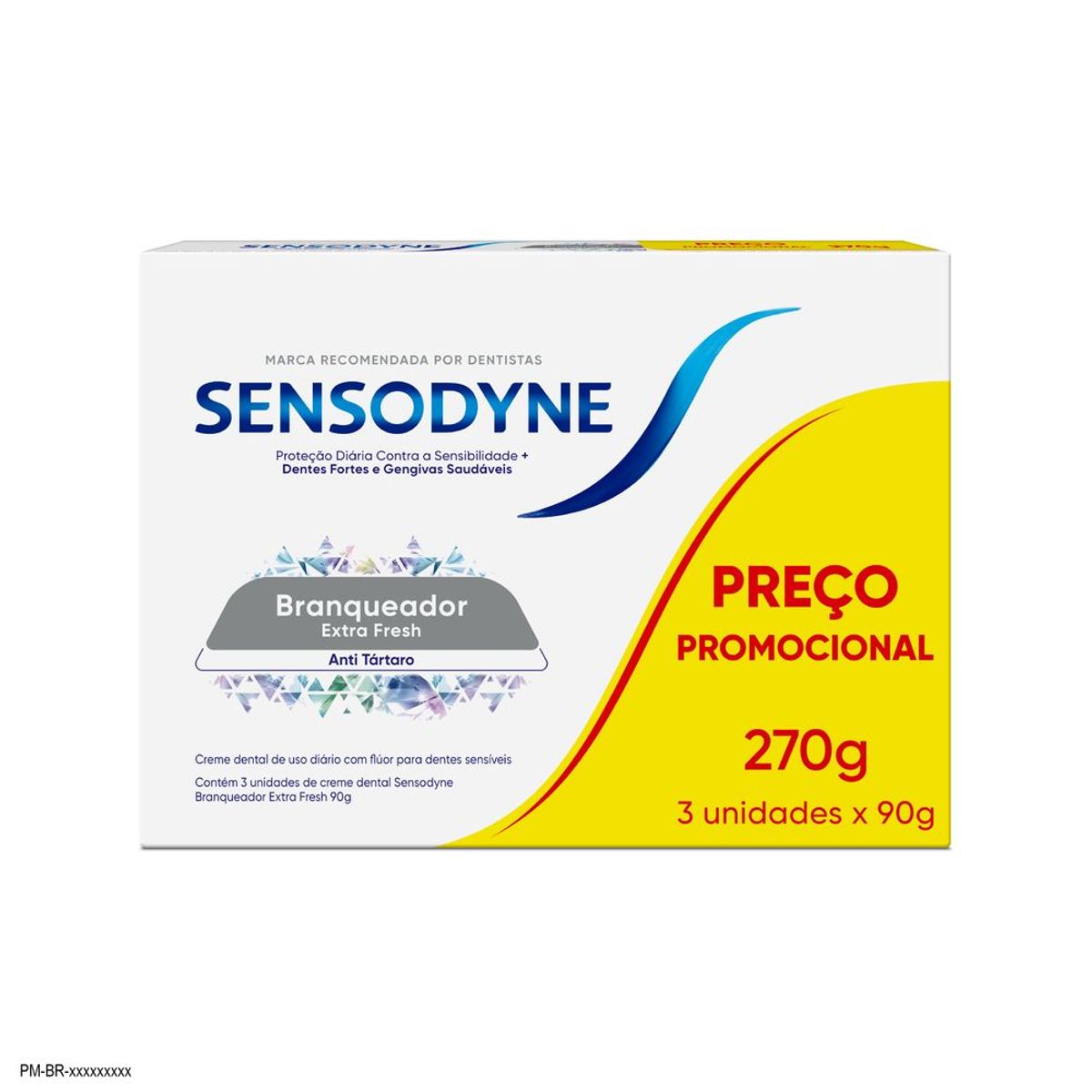 Kit Leve 3 Pague 2 Sensodyne Branqueador Extra Fresh Creme Dental Para Dentes Sensiveis 90g