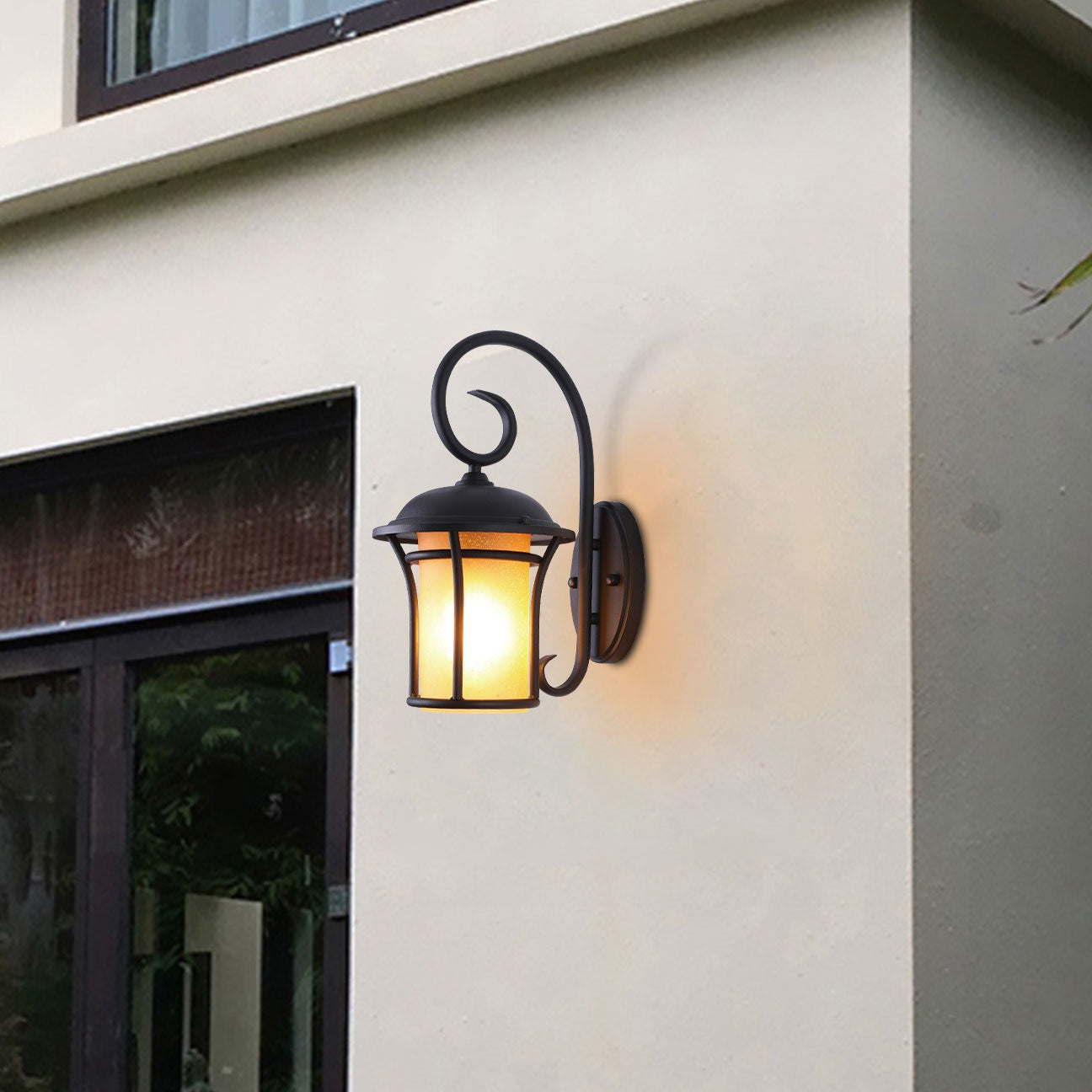 Loyalheartdy Waterproof Outdoor Wall Light, Exterior Wall Lantern Lamp Ground Glass Outside House Sconces Light for Porch Patio